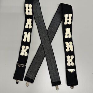 Vtg 80s HANK Williams Jr Black Elastic Suspenders Made in USA Rare Bocephus